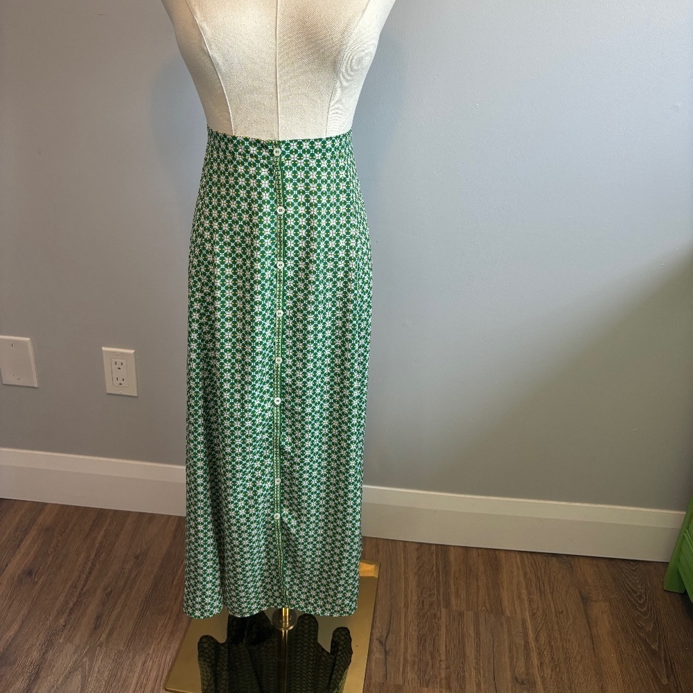 Max Studio, Women's Green Patterned Maxi Skirt,  SZ L